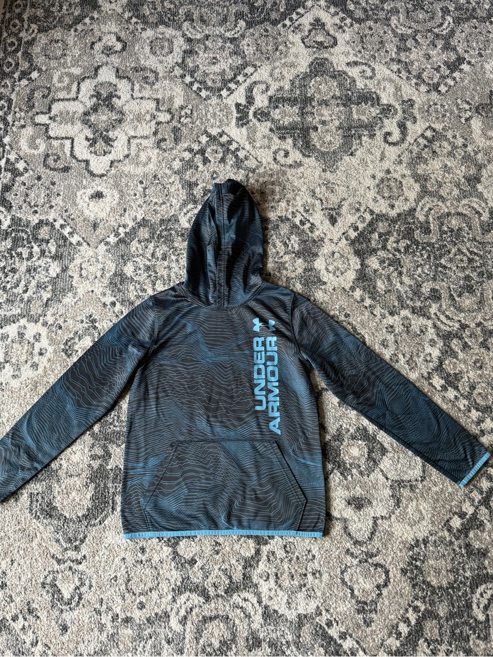 Boys Under Armour Black Hoodie with Light Blue Accents